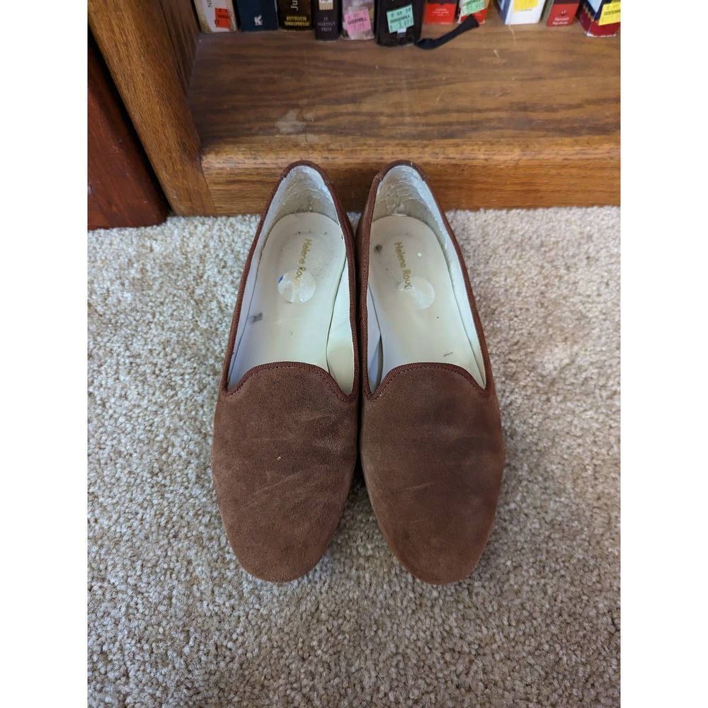 HELENE Rouge tan suede loafers euc sz 37